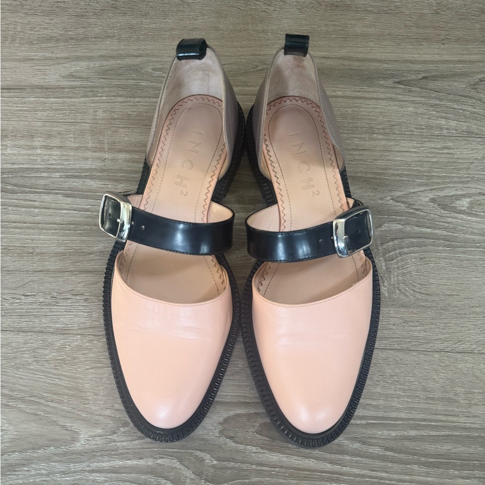 Inch2 Closed Toe Flat Heel Pump Shoes Bucckle Leather Sandals